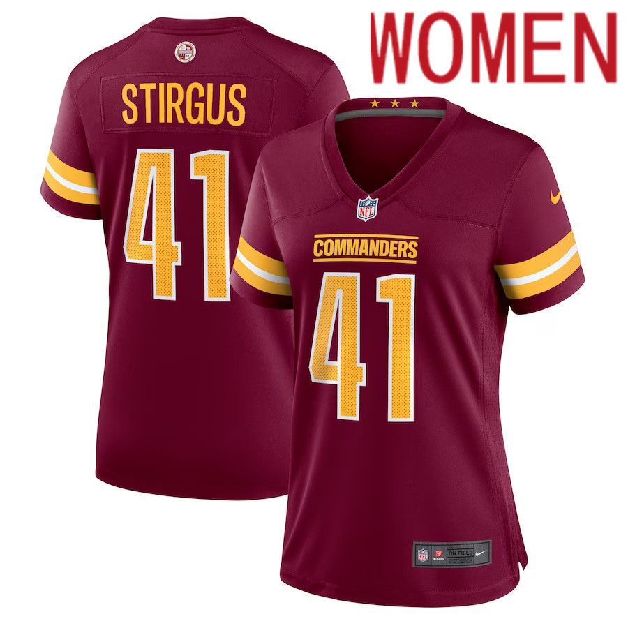 Women Washington Commanders 41 D.J. Stirgus Nike Burgundy Team Game NFL Jersey